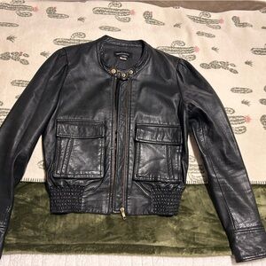 Moda International Black Genuine Leather Moto Jacket
